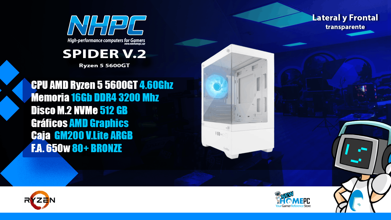Pc Gaming NHPC Spider V.2 - Ryzen 5 5600GT - 16Gb - M2 512GB
